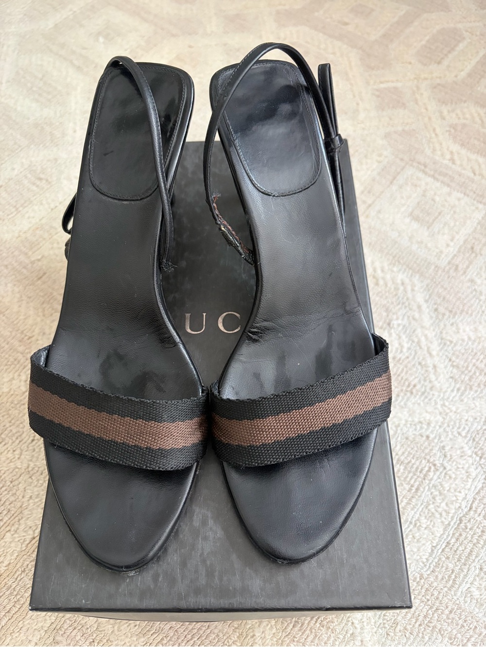 Gucci Black Slingback Sandals
